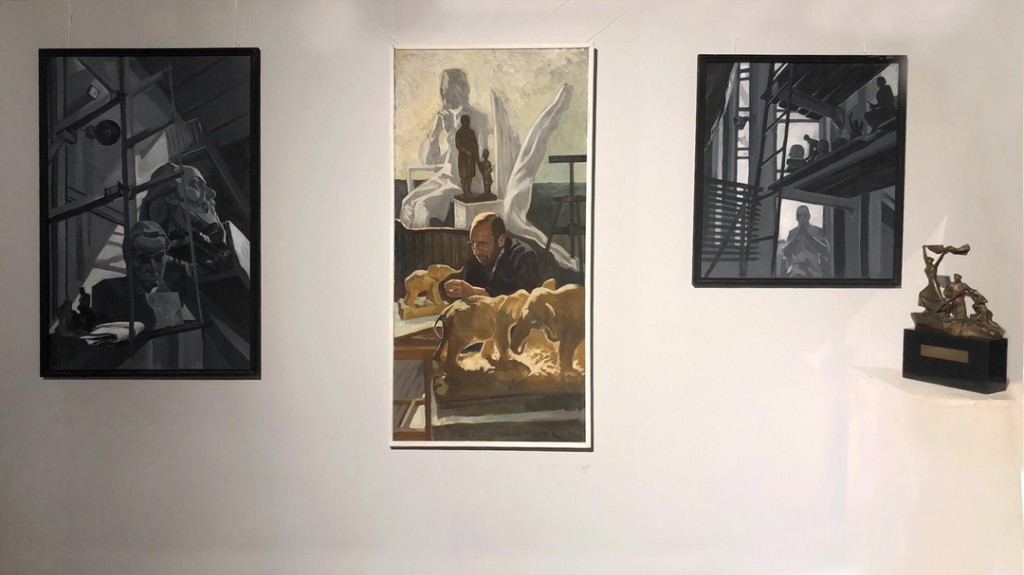 Графика "Творческая Мастерская Рябичевых" и портрет скульптора Александра Рябичева "Папа за работой" для Выставки "Дмитрий Рябичев. Данистия продолжается" 2015 г..