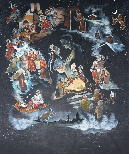 Даниэла Рябичева "Ночь перед Рождеством"  гуашь, темпера, 2014 г.